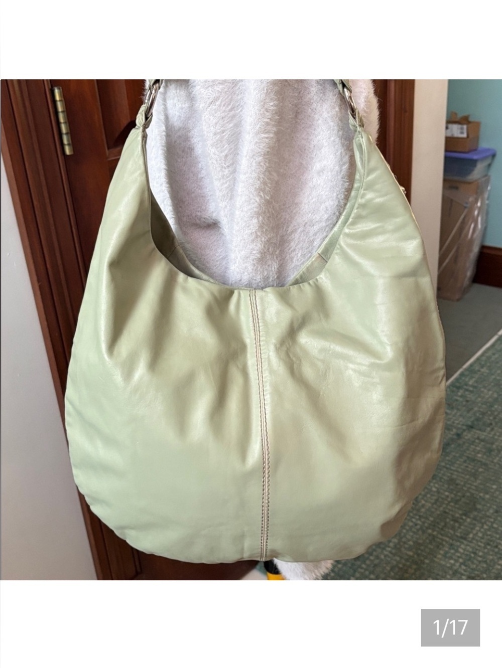Hobo  HOBO bag  shoulder bag  smooth icy sage color Leather  single handle strap